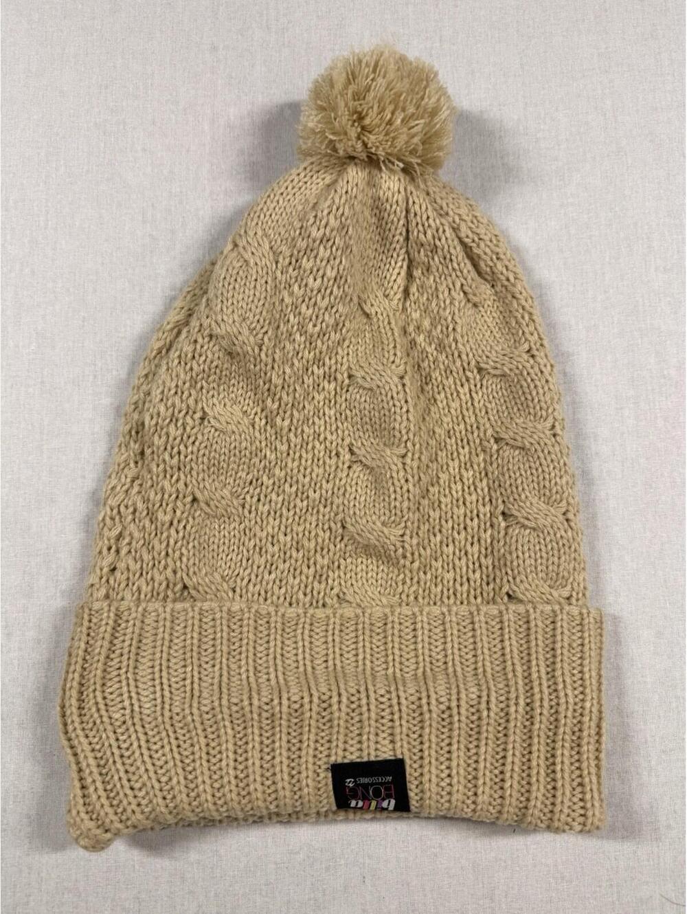 Billa Bong Pom Knit Hat Beanie Unisex‎ Cream Slouchy Y2K Grunge Hippie NWOT